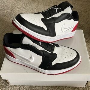 New Women’s Air Jordan 1 Retro Low Slip Ons White-GymRed-Black